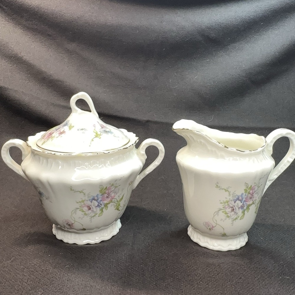 Theodore Haviland Annette Lidded Sugar Bowl Creamer Set Mid Century Fine China